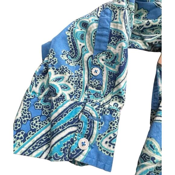 Van Heusen Medium Paisley Button Down Women’s Shirt Career Office Collard Beach - Picture 5 of 9